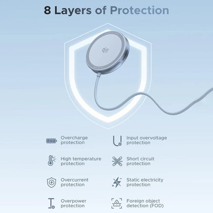 Brezžični omrežni polnilec UGREEN MagFlow, 25W, Modra