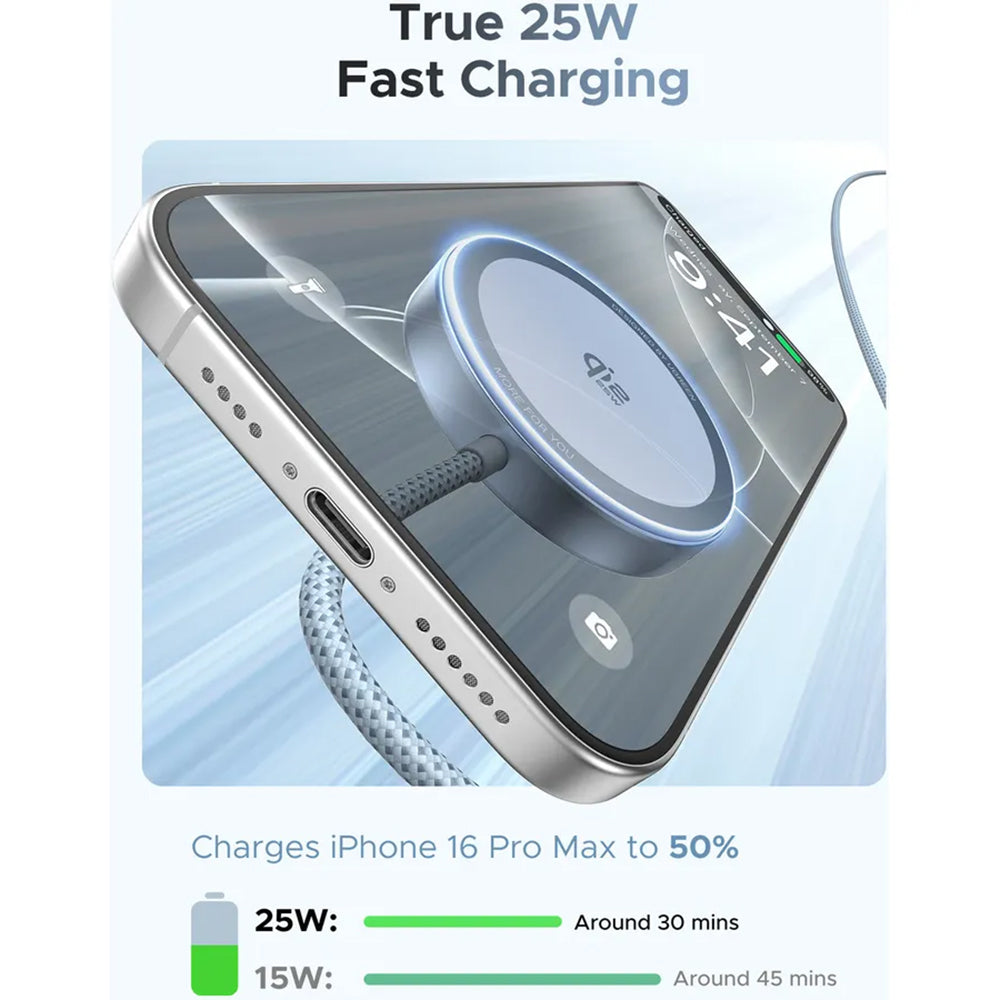 Brezžični omrežni polnilec UGREEN MagFlow, 25W, Modra