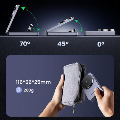 Brezžični omrežni polnilec UGREEN W707 3v1, 25W, 1.67A, Siv