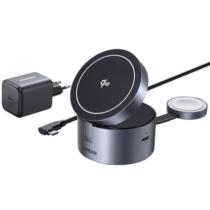 Brezžični omrežni polnilec UGREEN W712 (65148) 3v1, 25W, 1.67A, Siv