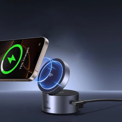 Brezžični omrežni polnilec UGREEN W712 (65148) 3v1, 25W, 1.67A, Siv