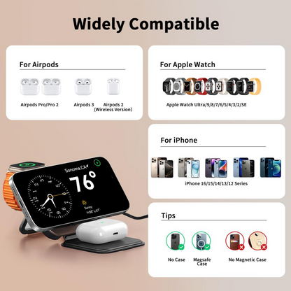 Brezžični omrežni polnilec XO Design CX035 3v1, 15W, 1.67A, Črn