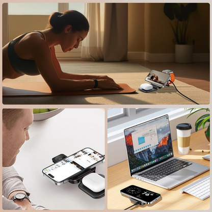 Brezžični omrežni polnilec XO Design CX035 3v1, 15W, 1.67A, Črn