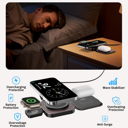 Brezžični omrežni polnilec XO Design CX035 3v1, 15W, 1.67A, Črn