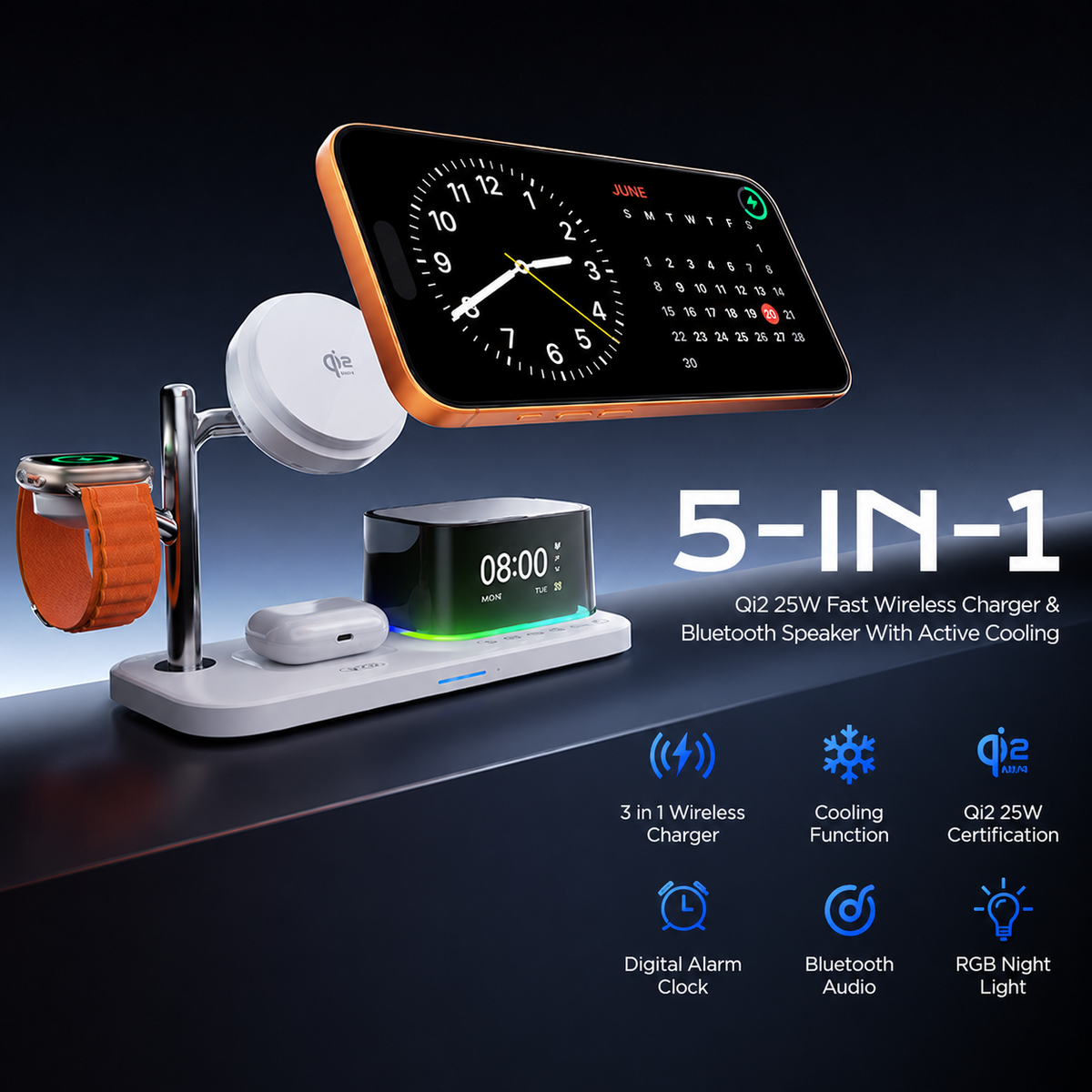 Brezžični polnilec XO Design CX045 3v1, 25W, bel