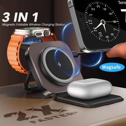 Brezžični omrežni polnilec XO Design CX035 3v1, 15W, 1.67A, Črn