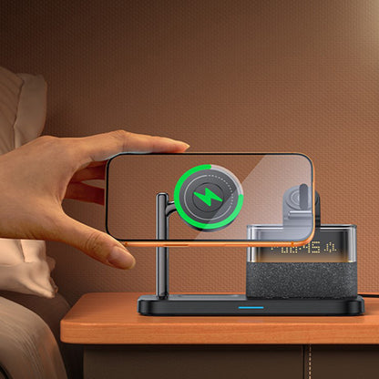 Brezžični polnilnik Yesido DS37 Display 3in1, 25W, 1.67A, črn