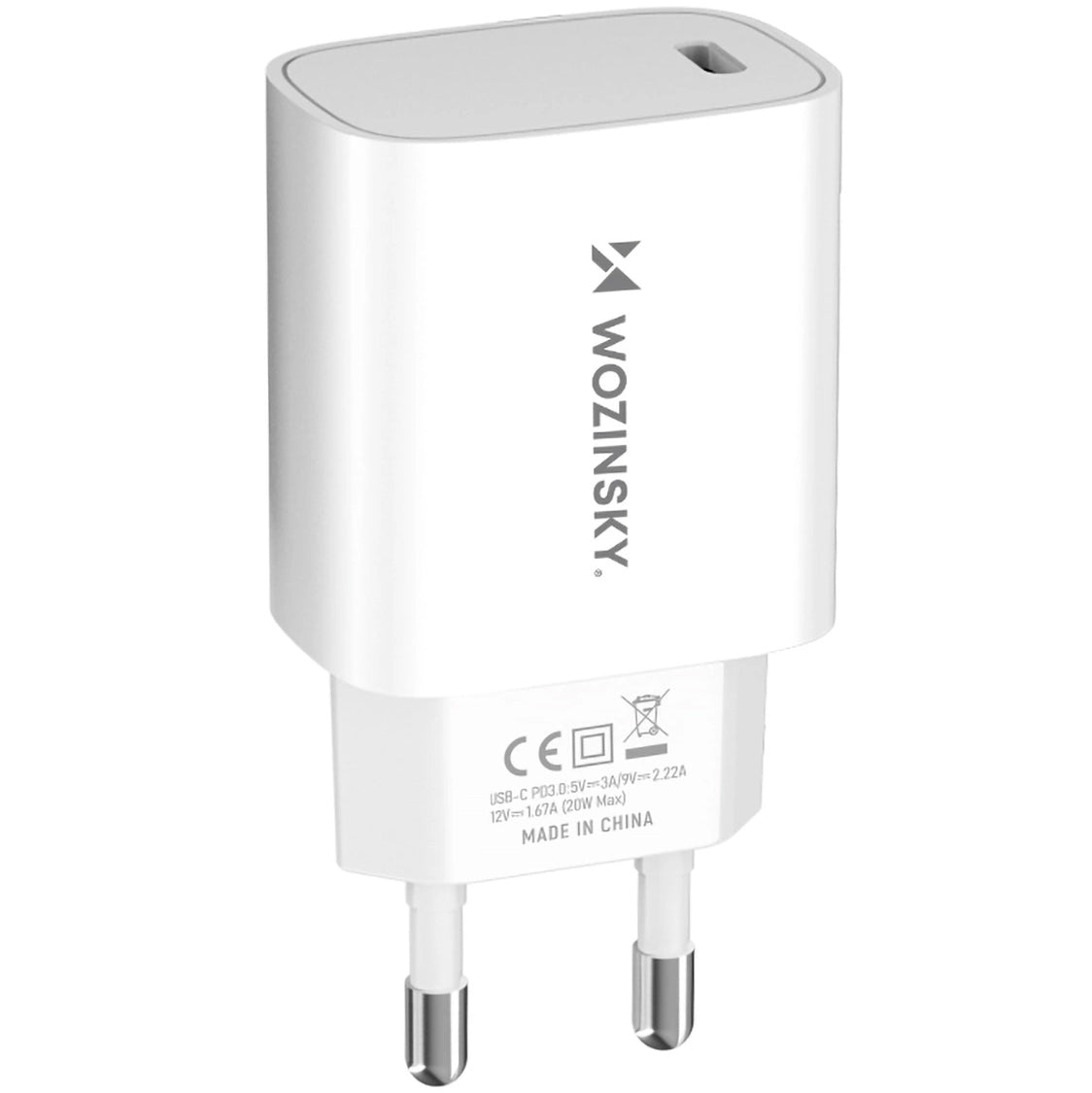 Omrežni polnilec WZK WGWCCW, 20W, 3A, 1 x USB-C, bel