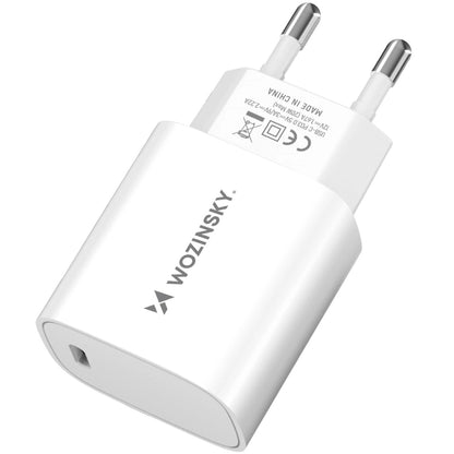 Omrežni polnilec WZK WGWCCW, 20W, 3A, 1 x USB-C, bel