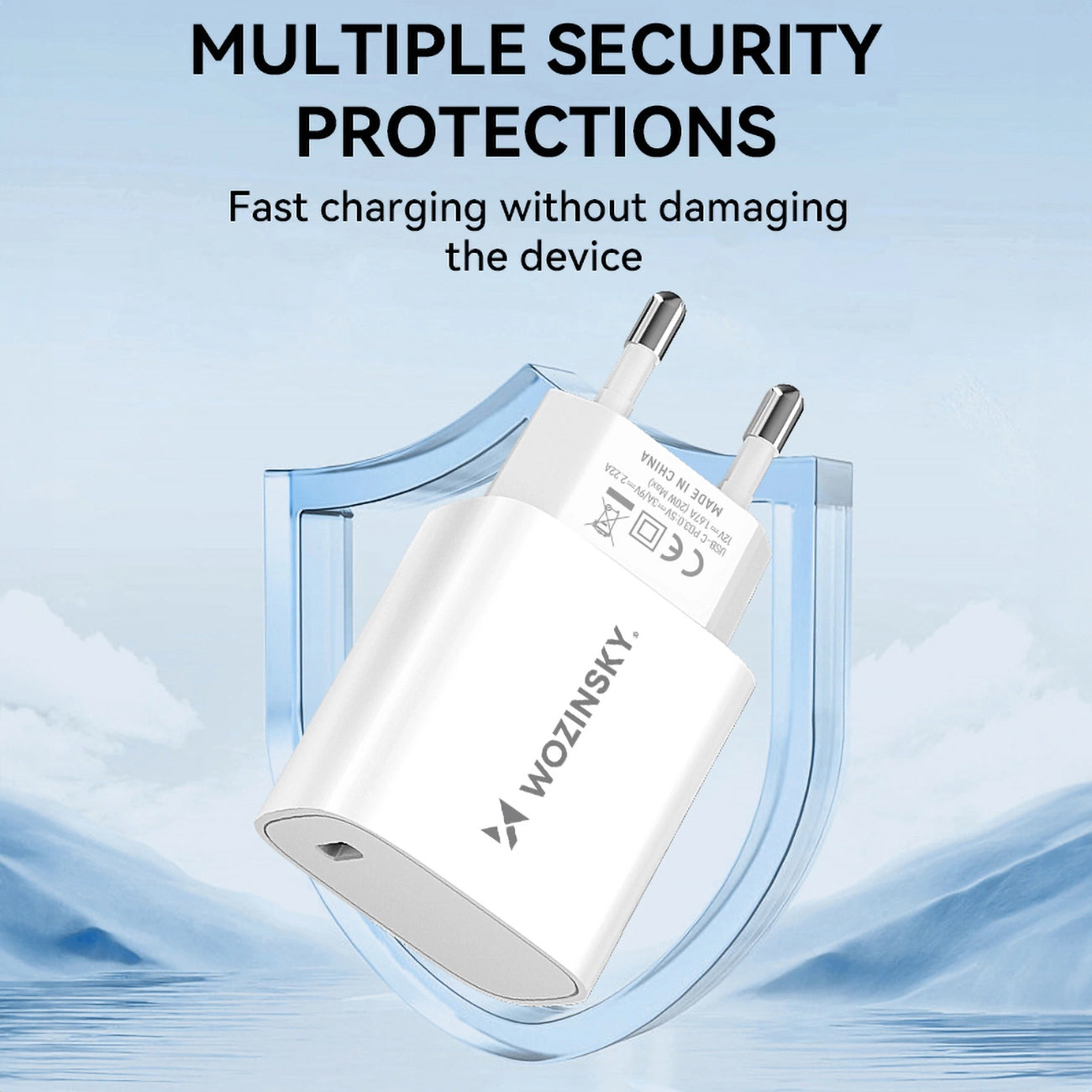 Omrežni polnilec WZK WGWCCW, 20W, 3A, 1 x USB-C, bel