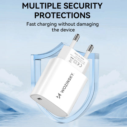 Omrežni polnilec WZK WGWCCW, 20W, 3A, 1 x USB-C, bel