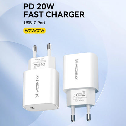 Omrežni polnilec WZK WGWCCW, 20W, 3A, 1 x USB-C, bel