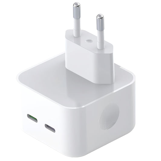 Polnilnik omrežja XO Design L102, 35W, 3A, 2 x USB-C, Bel