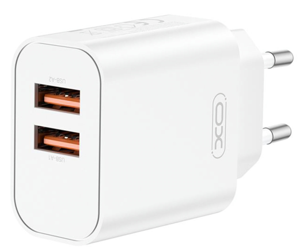 Polnilnik omrežja XO Design CE34, 12W, 2.4A, 2 x USB-A, Bel