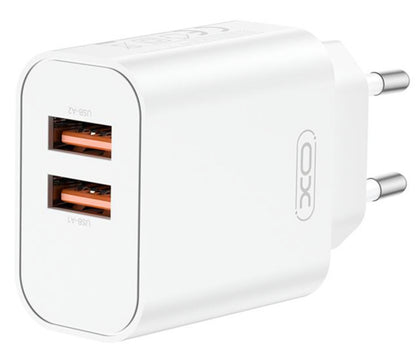 Polnilnik omrežja XO Design CE34, 12W, 2.4A, 2 x USB-A, Bel