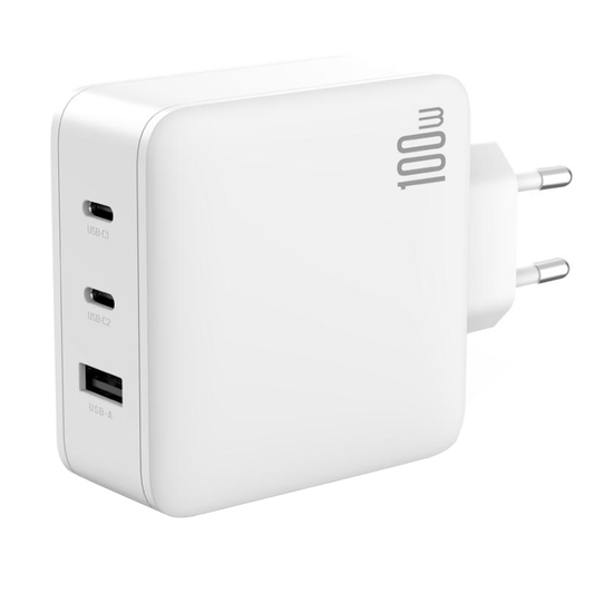 Omrežni polnilec XO Design CE14, 100W, 3,25A, 1 x USB-A - 2 x USB-C, bel
