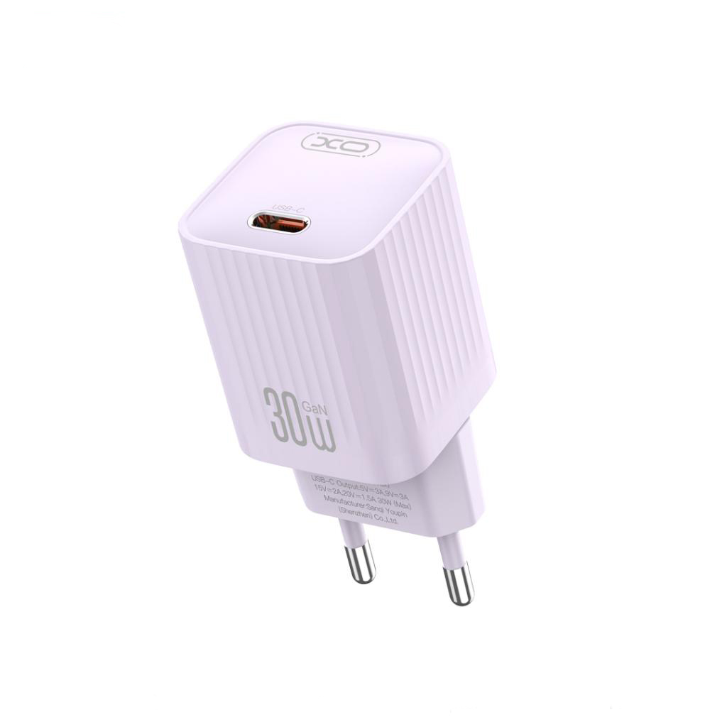 Omrežni polnilec XO Design L148, 30W, 3A, 1 x USB-C, Vijoličen