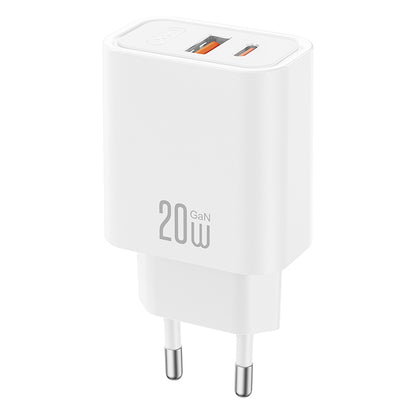 Omrežni polnilec XO Design CE40, 20W, 3A, 1 x USB-A - 1 x USB-C, Bel