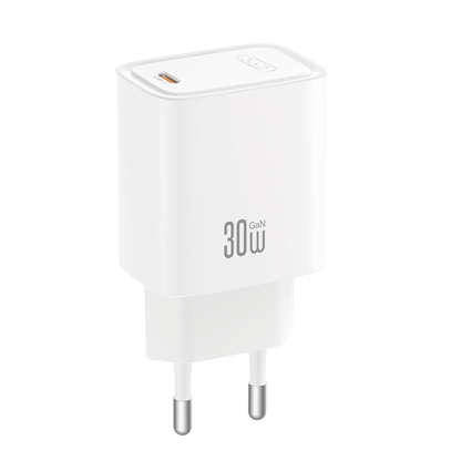 Omrežni polnilnik XO Design CE53, 30 W, 3 A, 1 × USB-C, bel