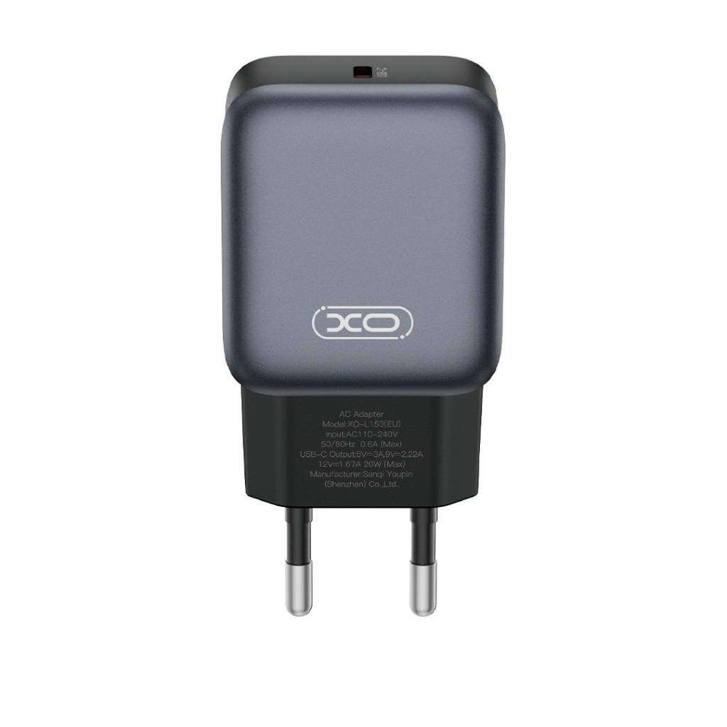 Polnilnik omrežja XO Design L153, 20W, 3A, 1 x USB-C, Črn