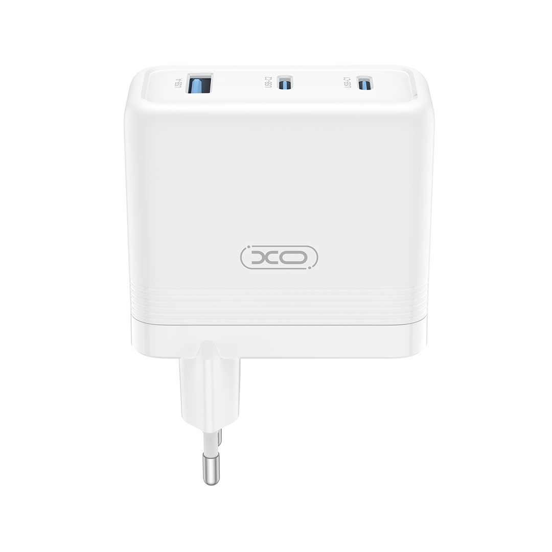 Polnilnik omrežja XO Design CE35, 100W, 5A, 1 x USB-A - 2 x USB-C, Bel