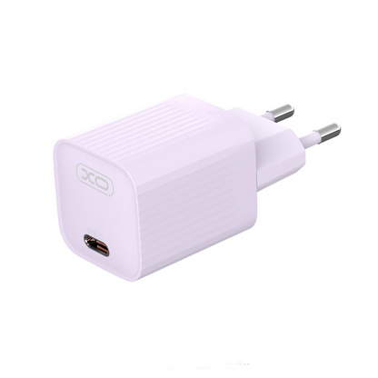 Omrežni polnilec XO Design L148, 30W, 3A, 1 x USB-C, Vijoličen