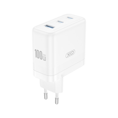 Polnilnik omrežja XO Design CE35, 100W, 5A, 1 x USB-A - 2 x USB-C, Bel