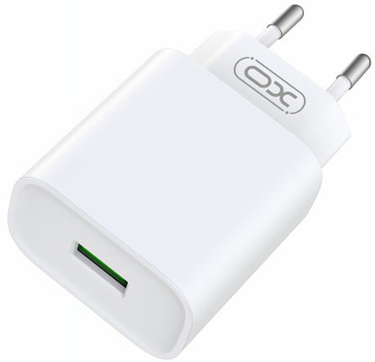 Polnilnik omrežja XO Design CE02D, 18W, 3A, 1 x USB-A, Bel
