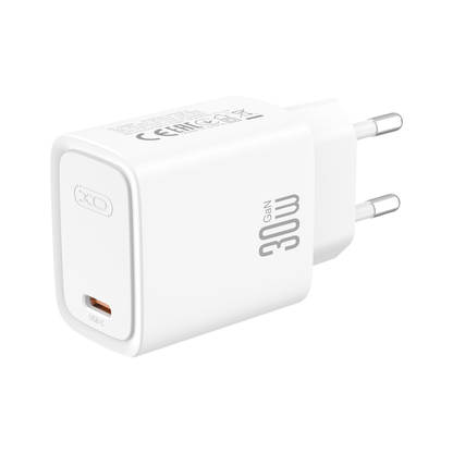 Omrežni polnilnik XO Design CE53, 30 W, 3 A, 1 × USB-C, bel