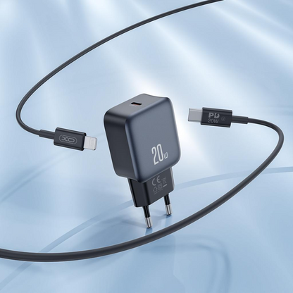 Polnilnik omrežja XO Design L153, 20W, 3A, 1 x USB-C, Črn