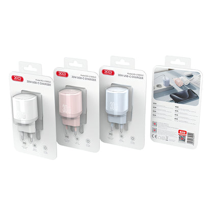 Polnilnik omrežja XO Design L150, 30W, 3A, 1 x USB-C, Bel