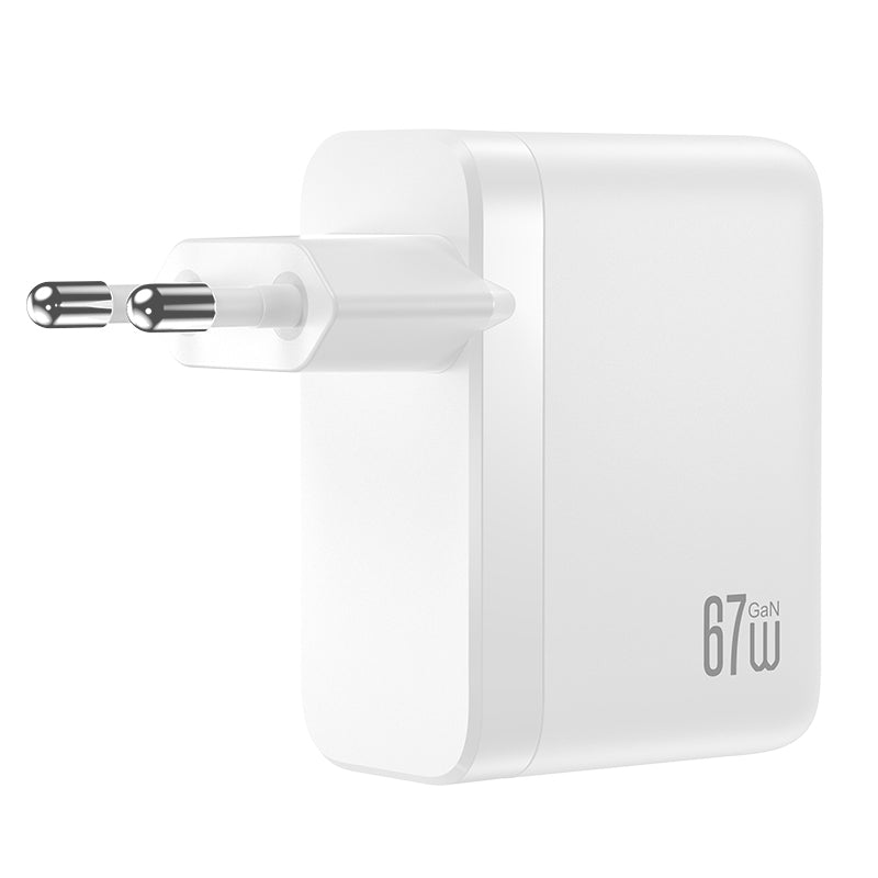 Omrežni polnilec XO Design CE39, 67W, 3A, 1 x USB-A - 3 x USB-C, Bel