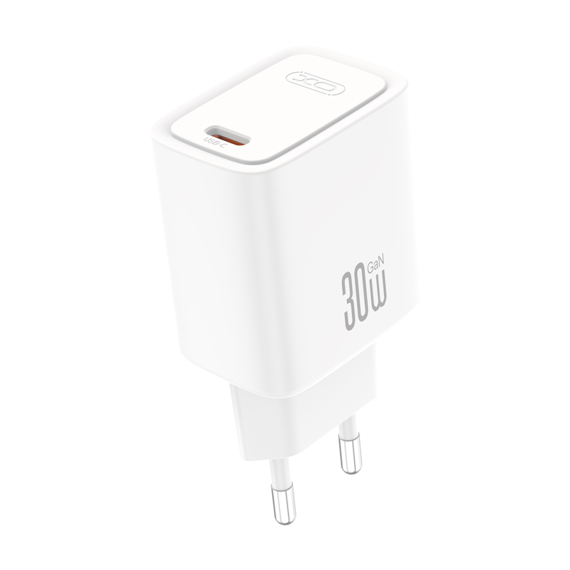 Omrežni polnilnik XO Design CE53, 30 W, 3 A, 1 × USB-C, bel