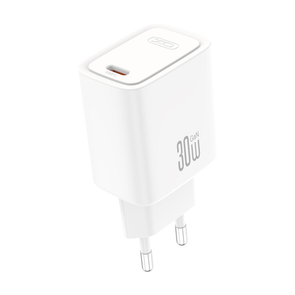 Omrežni polnilnik XO Design CE53, 30 W, 3 A, 1 × USB-C, bel