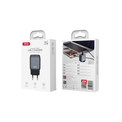 Polnilnik omrežja XO Design L153, 20W, 3A, 1 x USB-C, Črn