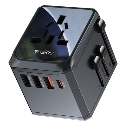 Polnilnik Yesido MC24 Travel, 20W, 3A, 3 x USB-A - 1 x USB-C, črn