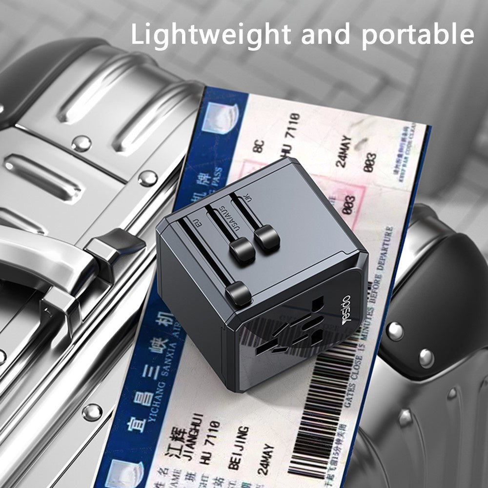 Polnilnik Yesido MC24 Travel, 20W, 3A, 3 x USB-A - 1 x USB-C, črn