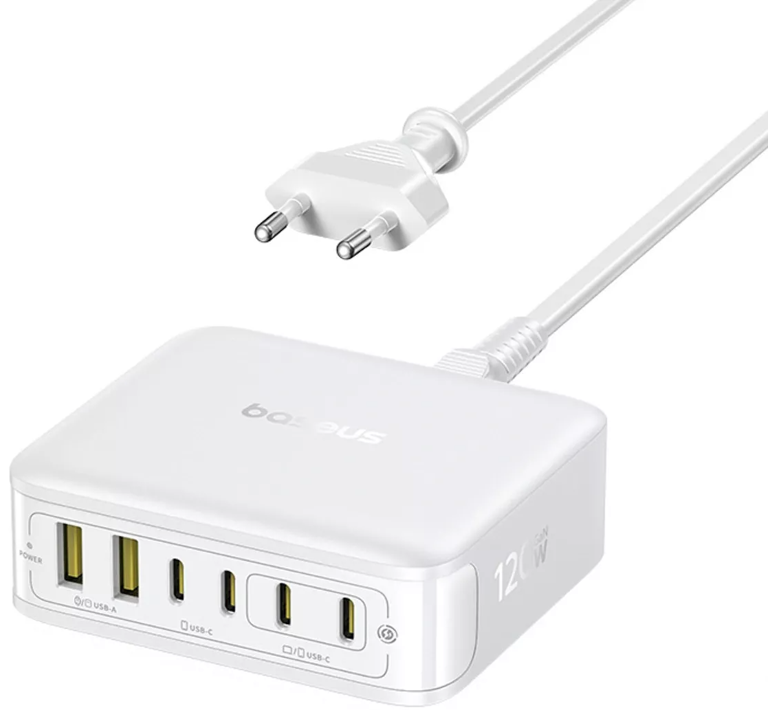 Polnilec postaje Baseus EnerFill FH21, 120W, 2 x USB-A - 4 x USB-C, bel E0120T01