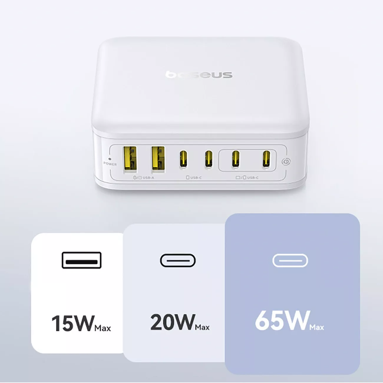 Polnilec postaje Baseus EnerFill FH21, 120W, 2 x USB-A - 4 x USB-C, bel E0120T01