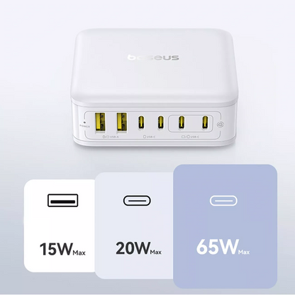 Polnilec postaje Baseus EnerFill FH21, 120W, 2 x USB-A - 4 x USB-C, bel E0120T01