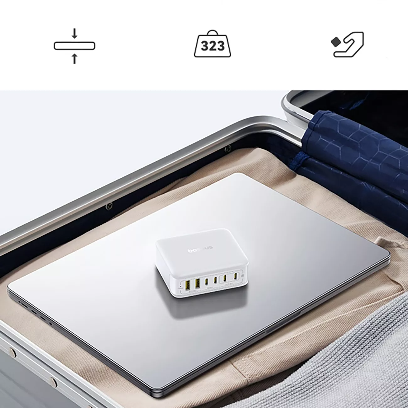 Polnilec postaje Baseus EnerFill FH21, 120W, 2 x USB-A - 4 x USB-C, bel E0120T01