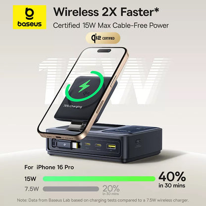 Polnilna postaja Baseus Nomos QI 5in1, 140W, 5A, 1 x USB-A - 2 x USB-C, Črna P10178800123-00