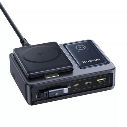Polnilna postaja Baseus Nomos QI 5in1, 140W, 5A, 1 x USB-A - 2 x USB-C, Črna P10178800123-00