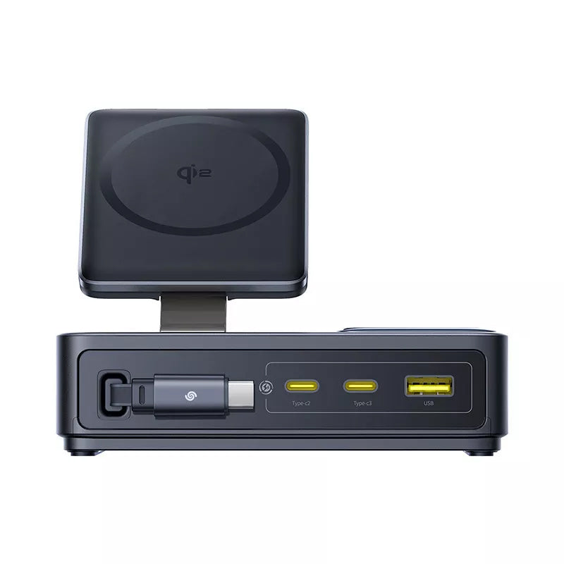 Polnilna postaja Baseus Nomos QI 5in1, 140W, 5A, 1 x USB-A - 2 x USB-C, Črna P10178800123-00