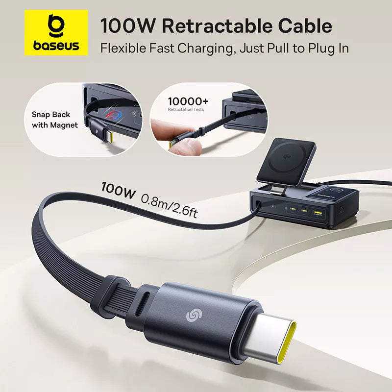 Polnilna postaja Baseus Nomos QI 5in1, 140W, 5A, 1 x USB-A - 2 x USB-C, Črna P10178800123-00