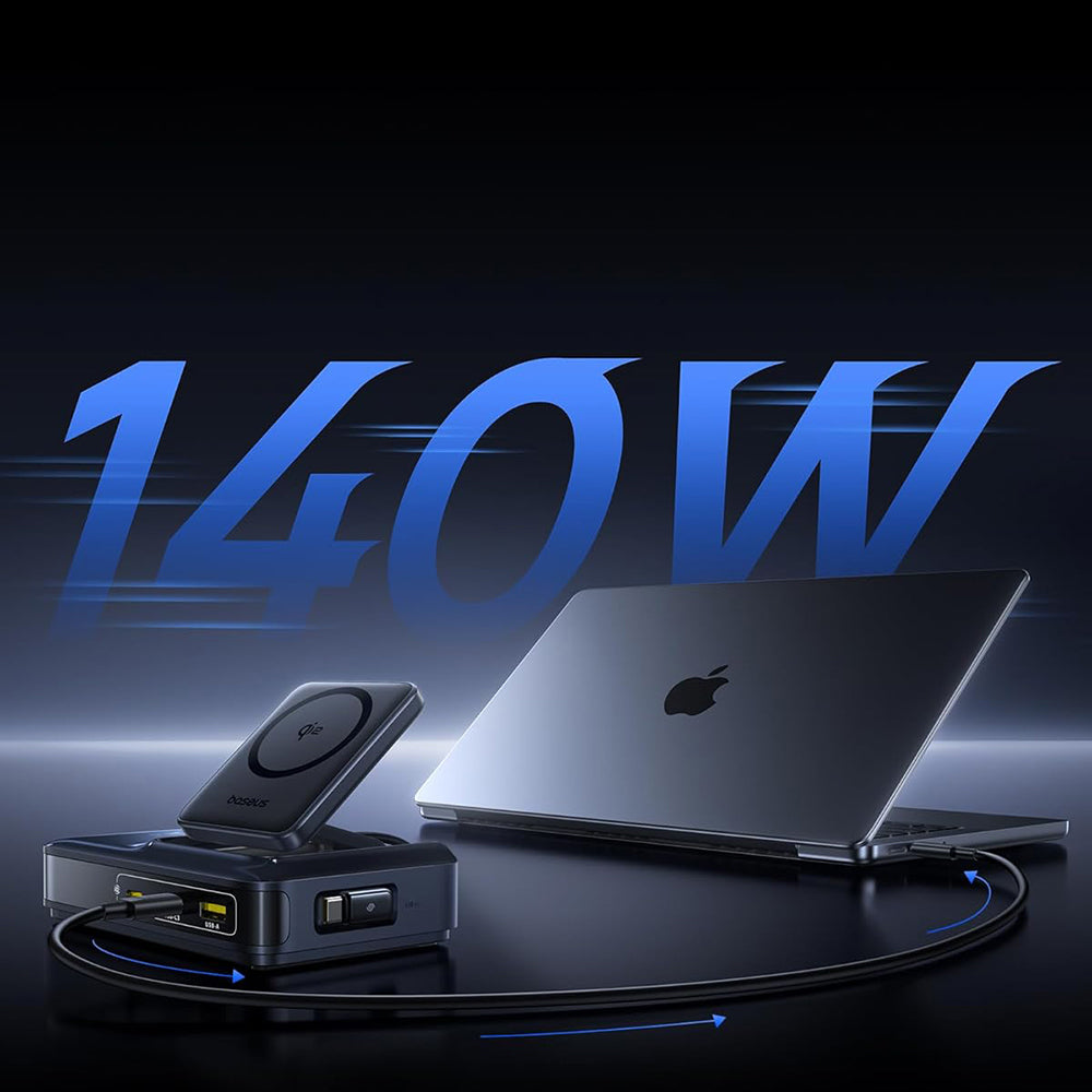 Polnilna postaja Baseus Nomos NH21 QI 5v1, 160W, 5A, 1 x USB-A - 2 x USB-C, Črna E0121700