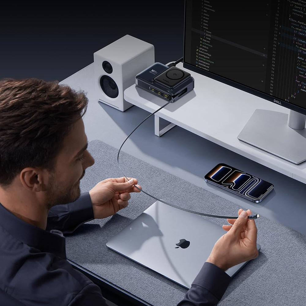 Polnilna postaja Baseus Nomos NH21 QI 5v1, 160W, 5A, 1 x USB-A - 2 x USB-C, Črna E0121700