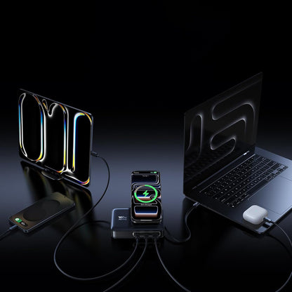 Polnilna postaja Baseus Nomos NH21 QI 5v1, 160W, 5A, 1 x USB-A - 2 x USB-C, Črna E0121700