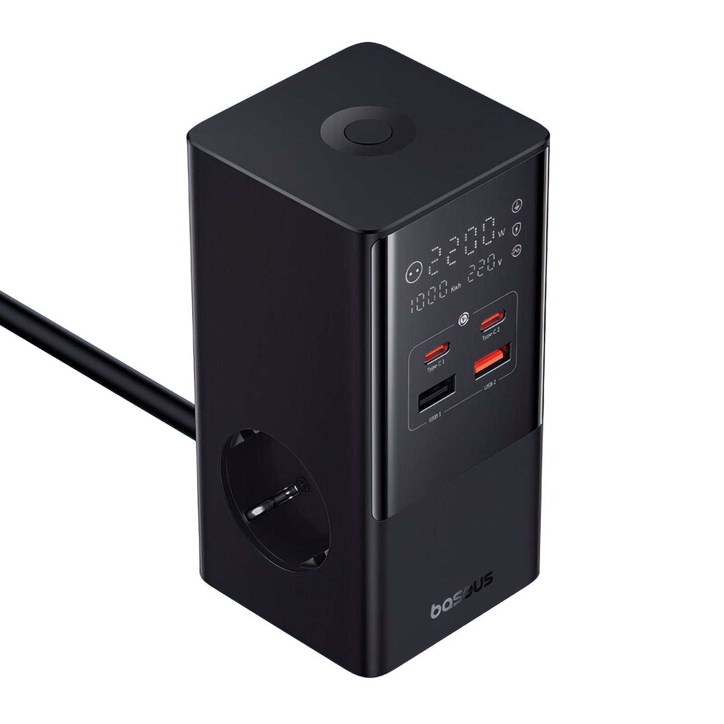 Polnilna postaja Baseus PowerCombo Tower, 100W, 5A, 2 x Schuko - 2 x USB-A - 2 x USB-C, črna E00023609113-00