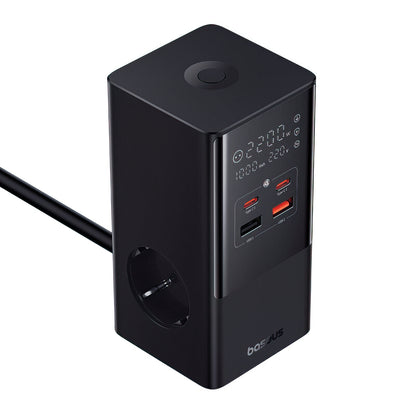 Polnilna postaja Baseus PowerCombo Tower, 100W, 5A, 2 x Schuko - 2 x USB-A - 2 x USB-C, črna E00023609113-00